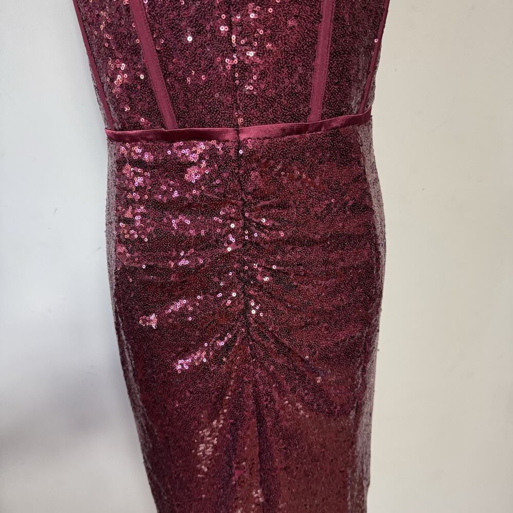 City Chic Burgundy Sequin Mini Dress Size 22 Sleeveless Cocktail Party Glam - Picture 6 of 16